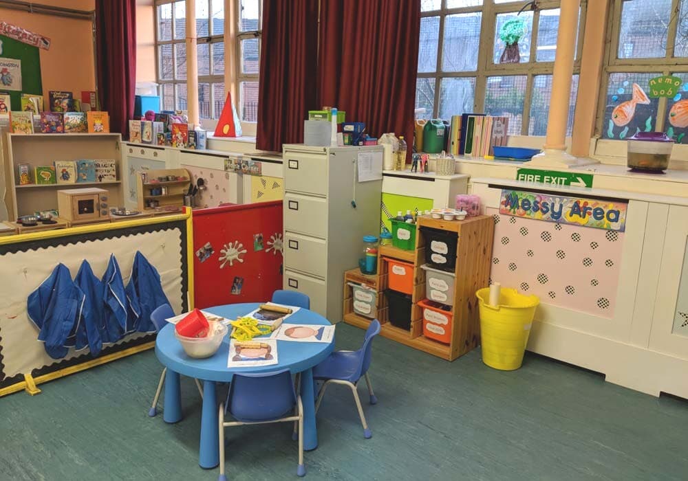 Bright toddler play room at Puddleduck Nursery